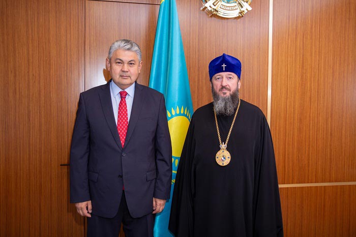 Archbishop Amfilochius of Ust-Kamenogorsk and Semipalatinsk Meets with Akim of East Kazakhstan Region, E.B. Kosherbayev