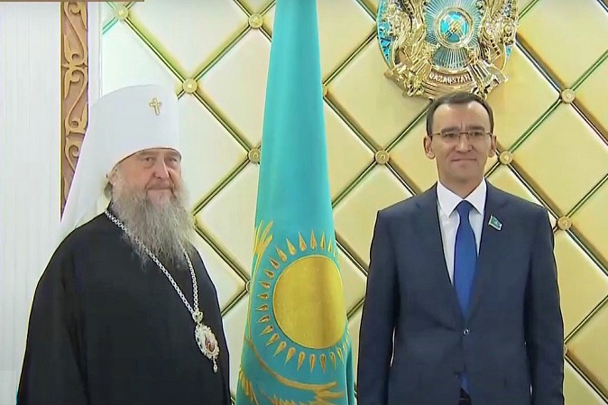 Chairman of the Senate of the Parliament of the Republic of Kazakhstan M.S. Ashimbaev Congratulated the Head of the Orthodox Church of Kazakhstan on the 35th Anniversary of His Archpastoral Ministry