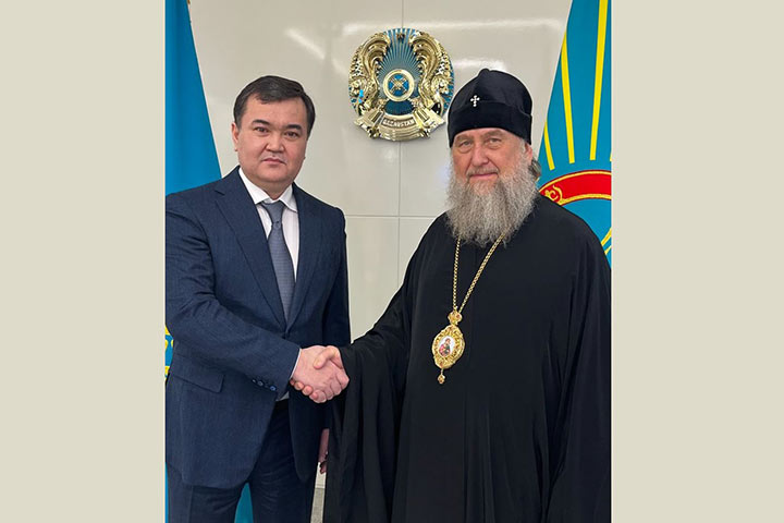 The Akim of Astana, Zh.M. Kassymbek, Congratulated the Head of the Metropolitan District of Kazakhstan on the 35th Anniversary of His Archpastoral Ministry