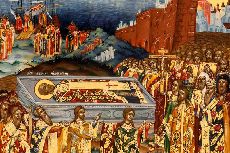 Ликийлық Мирадан Бари қаласына әулие Николайдың жәдігерлерін жеткізуін мерекелеу. Митрополит Александр Алматыдағы Никольский соборындағы Литургияны жүргізді