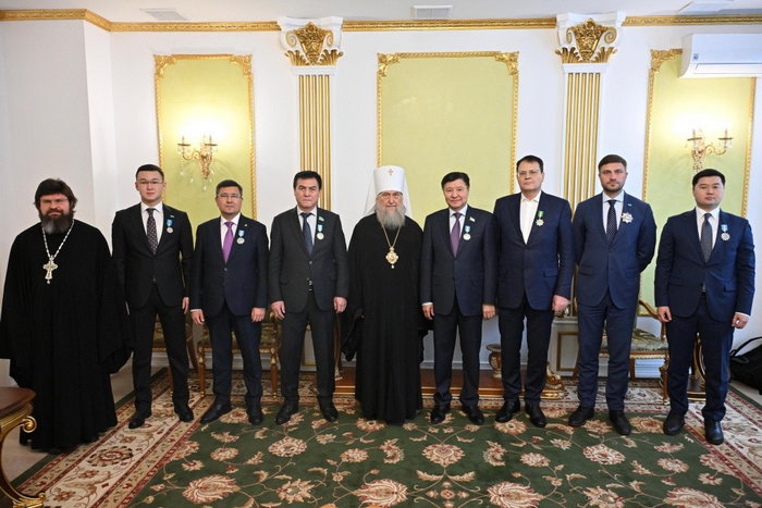 Metropolitan Alexander Awarded Church Decorations to Representatives of the Senate of the Parliament of the Republic of Kazakhstan